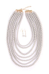 Multilayer Acrylic Light Gray Necklace & Earring Set - Pack of 6