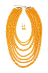 Multilayer Acrylic Mustard Necklace and Earring Set - Pack of 6