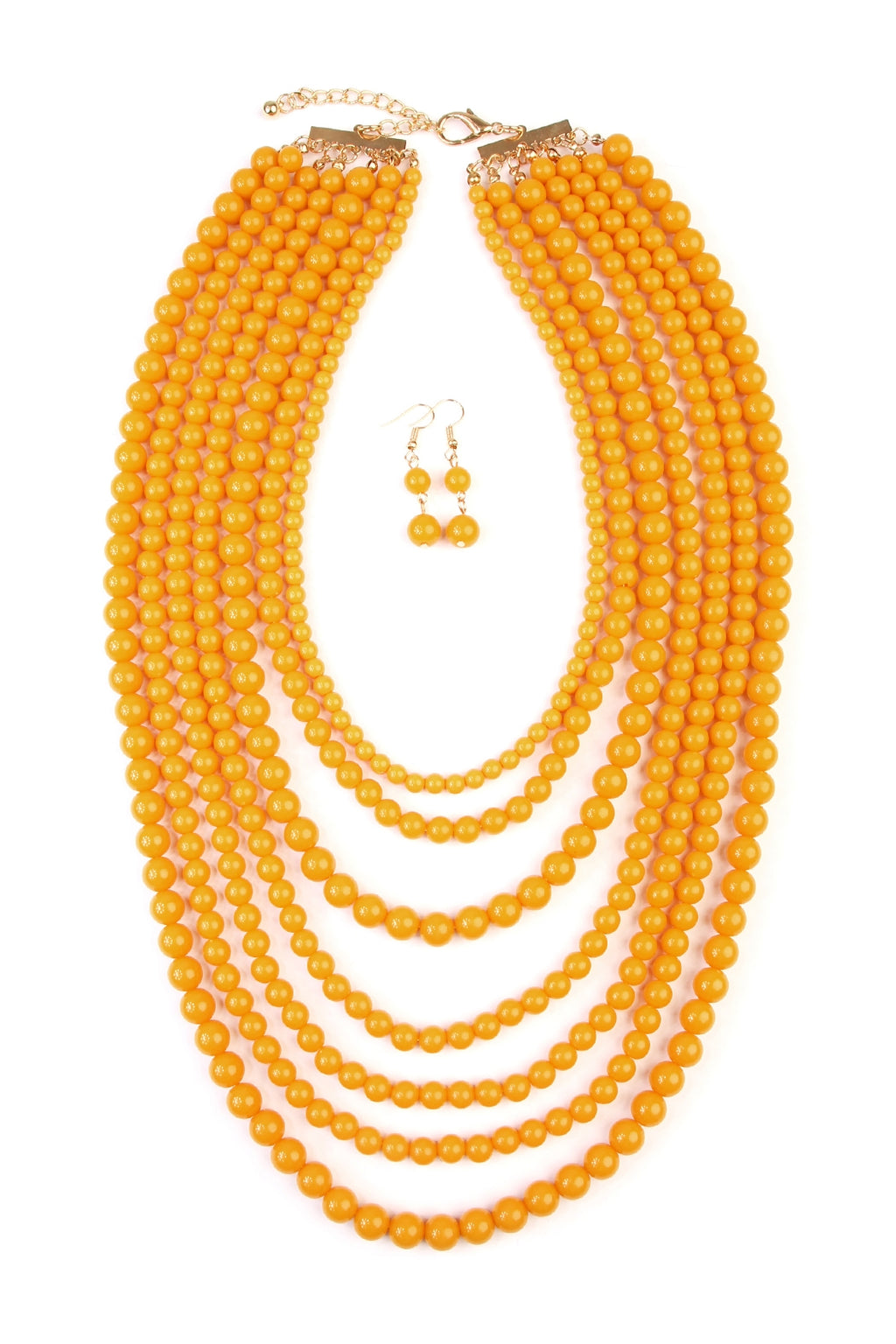 Multilayer Acrylic Mustard Necklace and Earring Set - Pack of 6