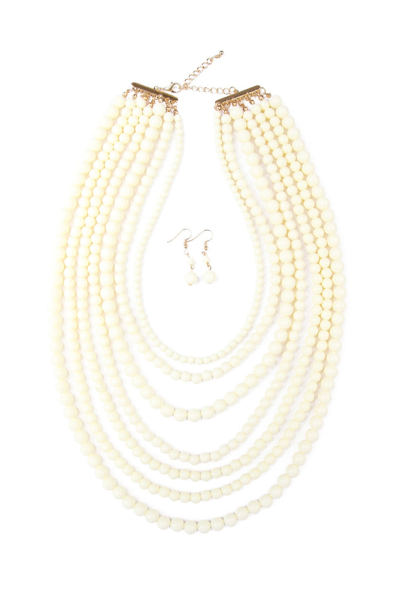 Multilayer Acrylic Natural Necklace & Earring Set - Pack of 6
