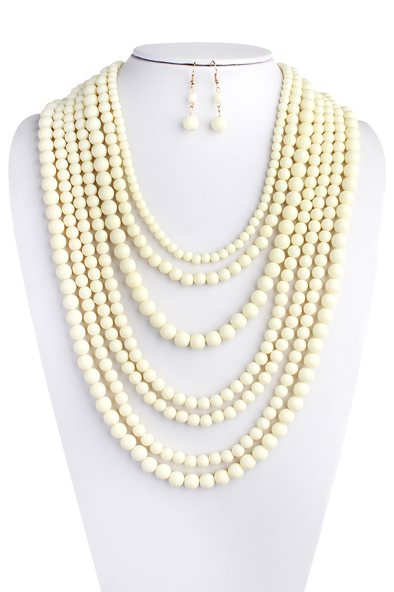 Multilayer Acrylic Natural Necklace & Earring Set - Pack of 6