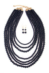 Druzy Hexagon Pendant Necklace Earring Set Black - Pack of 6