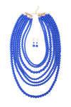 Multilayer Acrylic Sapphire  Necklace & Earring Set - Pack of 6