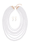 Multilayer Acrylic White Necklace & Earring Set - Pack of 6