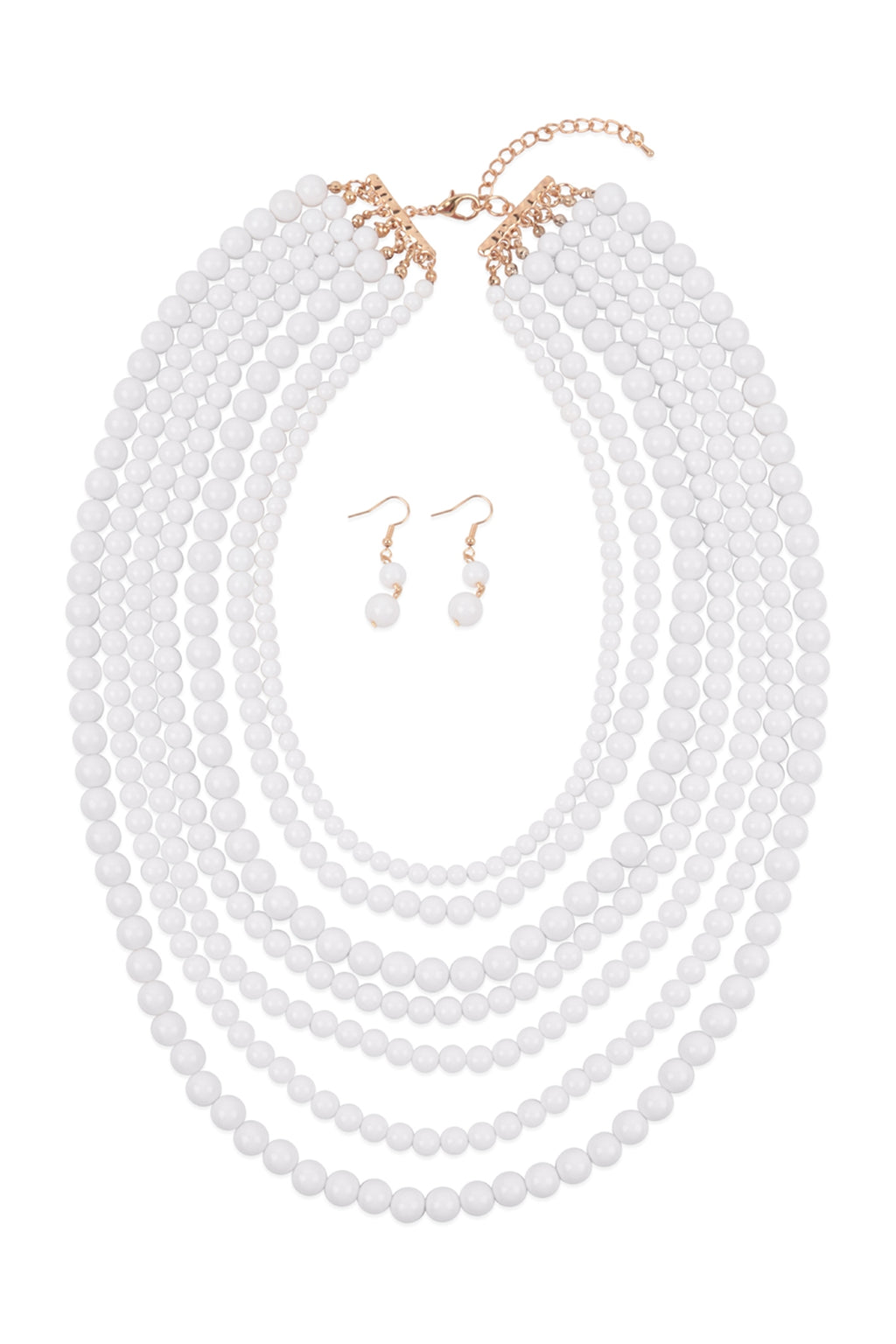 Multilayer Acrylic White Necklace & Earring Set - Pack of 6