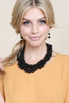 Black Multi Strand Bubble Choker Necklace And Earring Set - Pack of 6