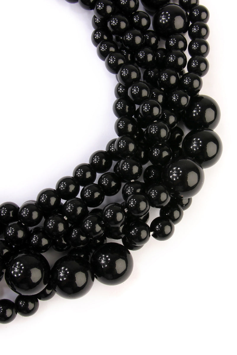Black Multi Strand Bubble Choker Necklace And Earring Set - Pack of 6