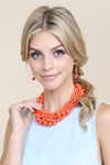 Coral Multi Strand Bubble Choker Necklace And Earring Set - Pack of 6