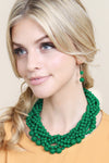 Dark Emerald Multi Strand Bubble Choker Necklace And Earring Set - Pack of 6