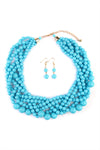 Turquoise Multi Strand Bubble Choker Necklace And Earring Set - Pack of 6