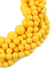 Yellow Multi Strand Bubble Choker Necklace And Earring Set - Pack of 6