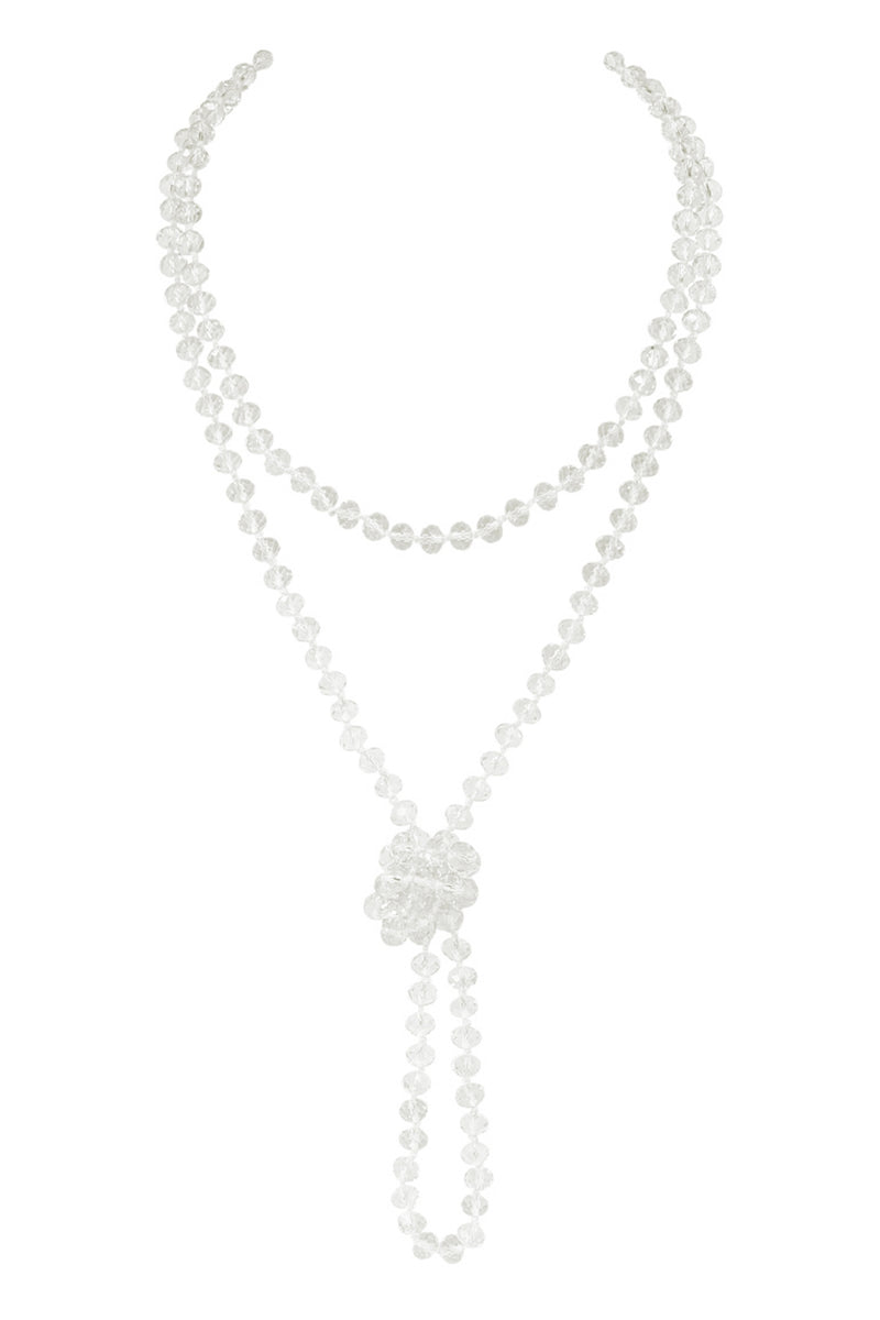 Clear White Longline Hand Knotted Necklace - Pack of 6