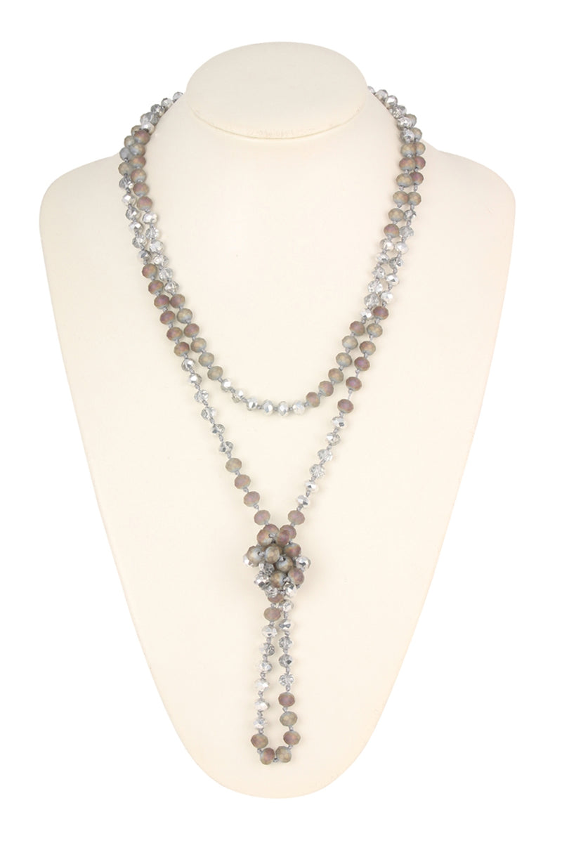 Iridescent Gray Silver Mix Longline Hand Knotted Necklace - Pack of 6