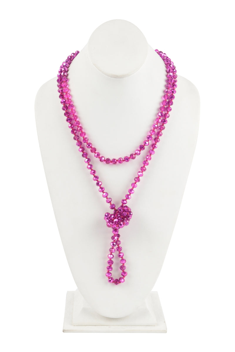 Fuchsia 2 Longline Hand Knotted Necklace  - Pack of 6