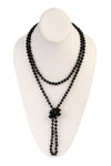 Jet Black Longline Hand Knotted Necklace - Pack of 6