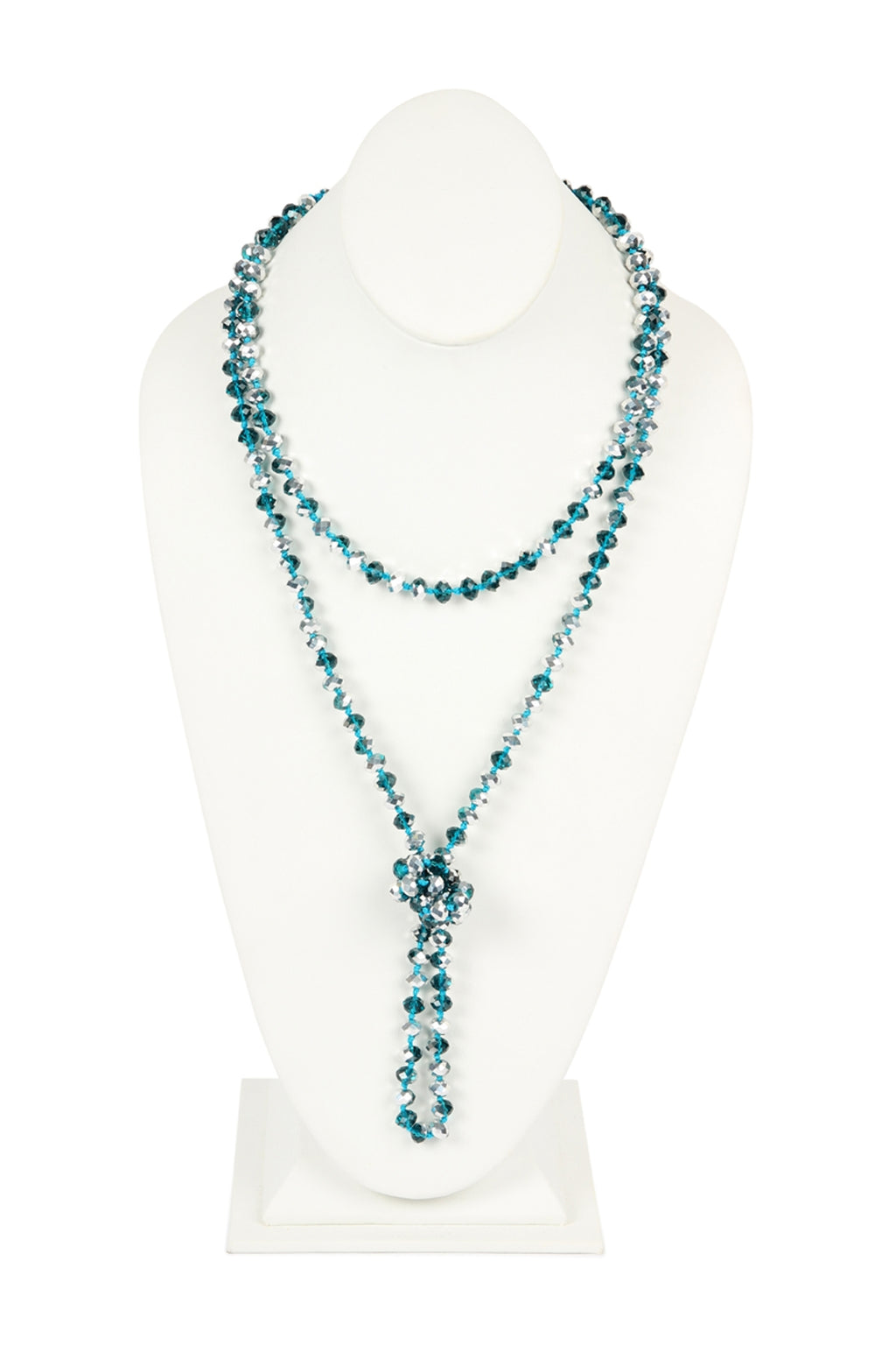 Teal Silver Longline Hand Knotted Necklace - Pack of 6