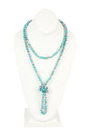 Turquoise Silver Longline Hand Knotted Necklace - Pack of 6