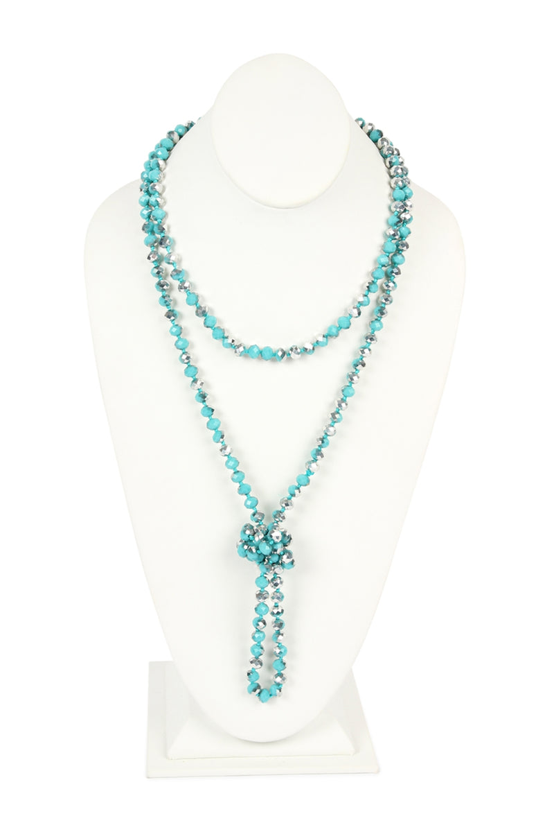 Turquoise Silver Longline Hand Knotted Necklace - Pack of 6