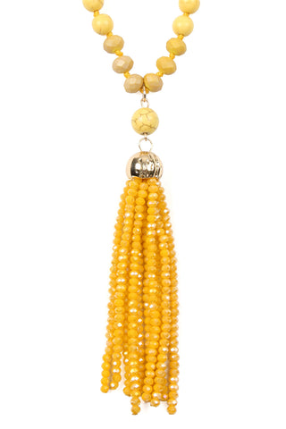 Light Blue Tassel Pendant Necklace - Pack of 6