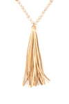 Beige Colorful Natural Stone and Glass Beads with Tassel Necklace - Pack of 6