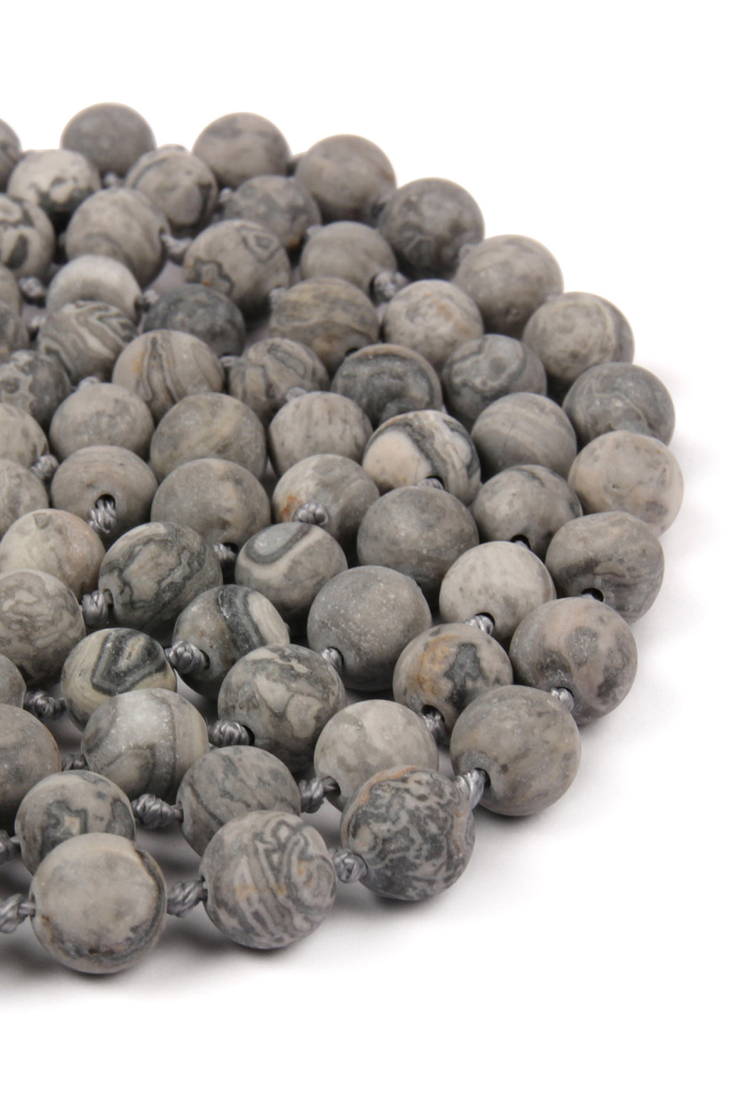 Black Natural Stone Hand Knotted Long Necklace - Pack of 6