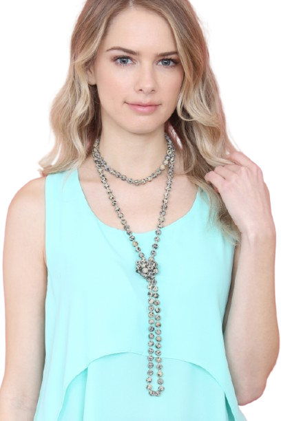 Dalmatian Natural Stone Hand Knotted Long Necklace - Pack of 6
