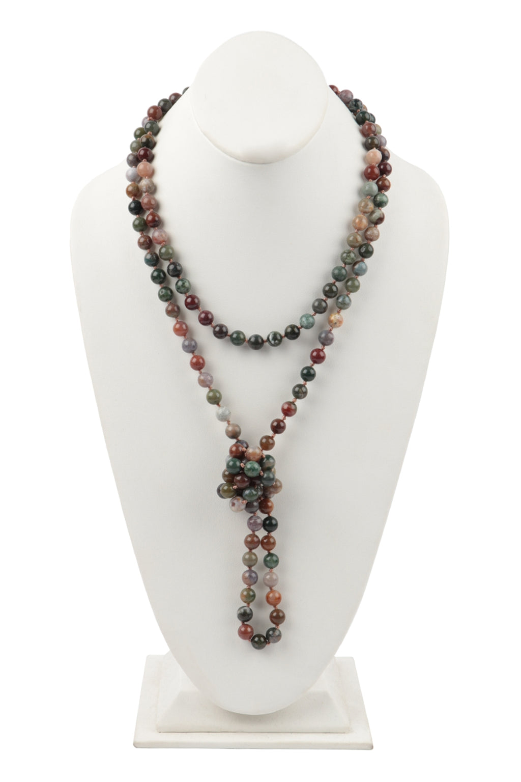 Dark Multicolor Natural Stone Hand Knotted Long Necklace - Pack of 6