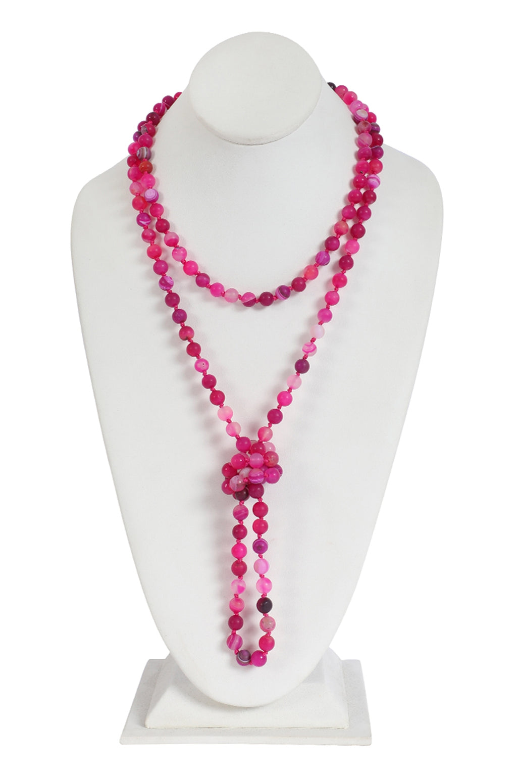 Fuchsia 1 Natural Stone Hand Knotted Long Necklace - Pack of 6