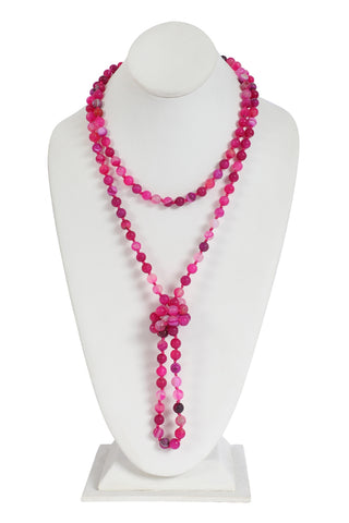Purple Natural Stone Hand Knotted Long Necklace - Pack of 6