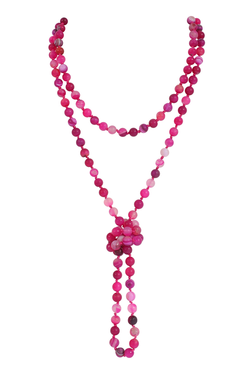 Fuchsia 1 Natural Stone Hand Knotted Long Necklace - Pack of 6