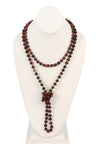 Dark Brown Natural Stone Hand Knotted Long Necklace - Pack of 6