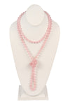 Pink Natural Stone Hand Knotted Long Necklace - Pack of 6