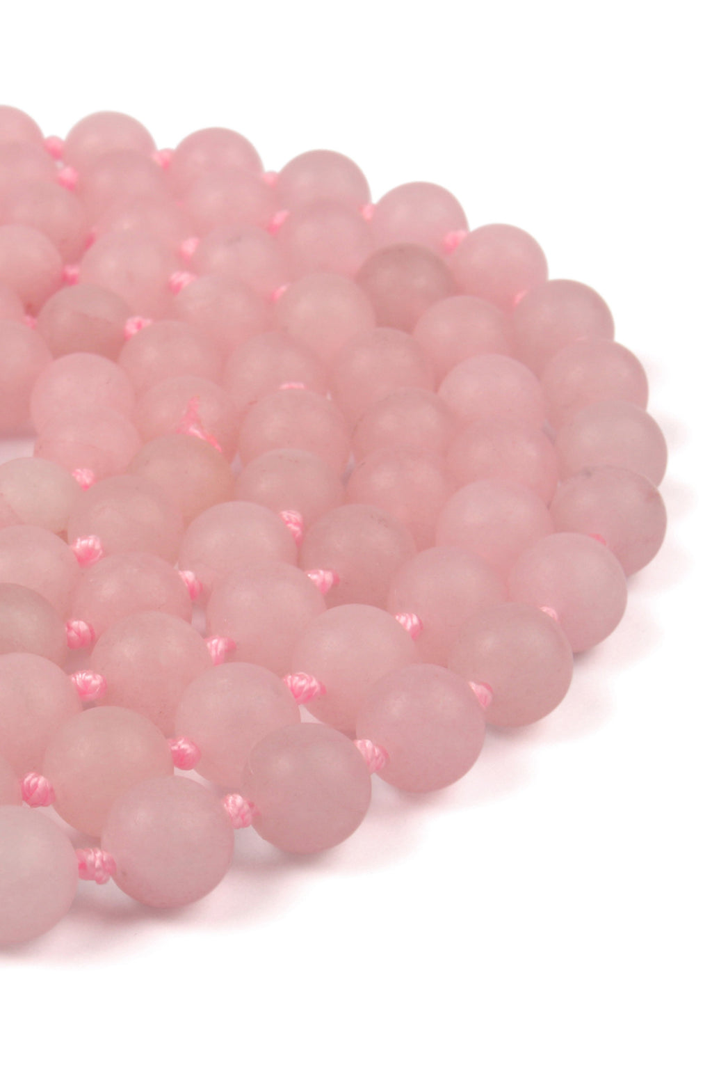 Pink Natural Stone Hand Knotted Long Necklace - Pack of 6