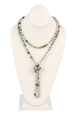 Purple Natural Stone Hand Knotted Long Necklace - Pack of 6