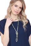 Multicolor Natural Stone Hand Knotted Long Necklace - Pack of 6