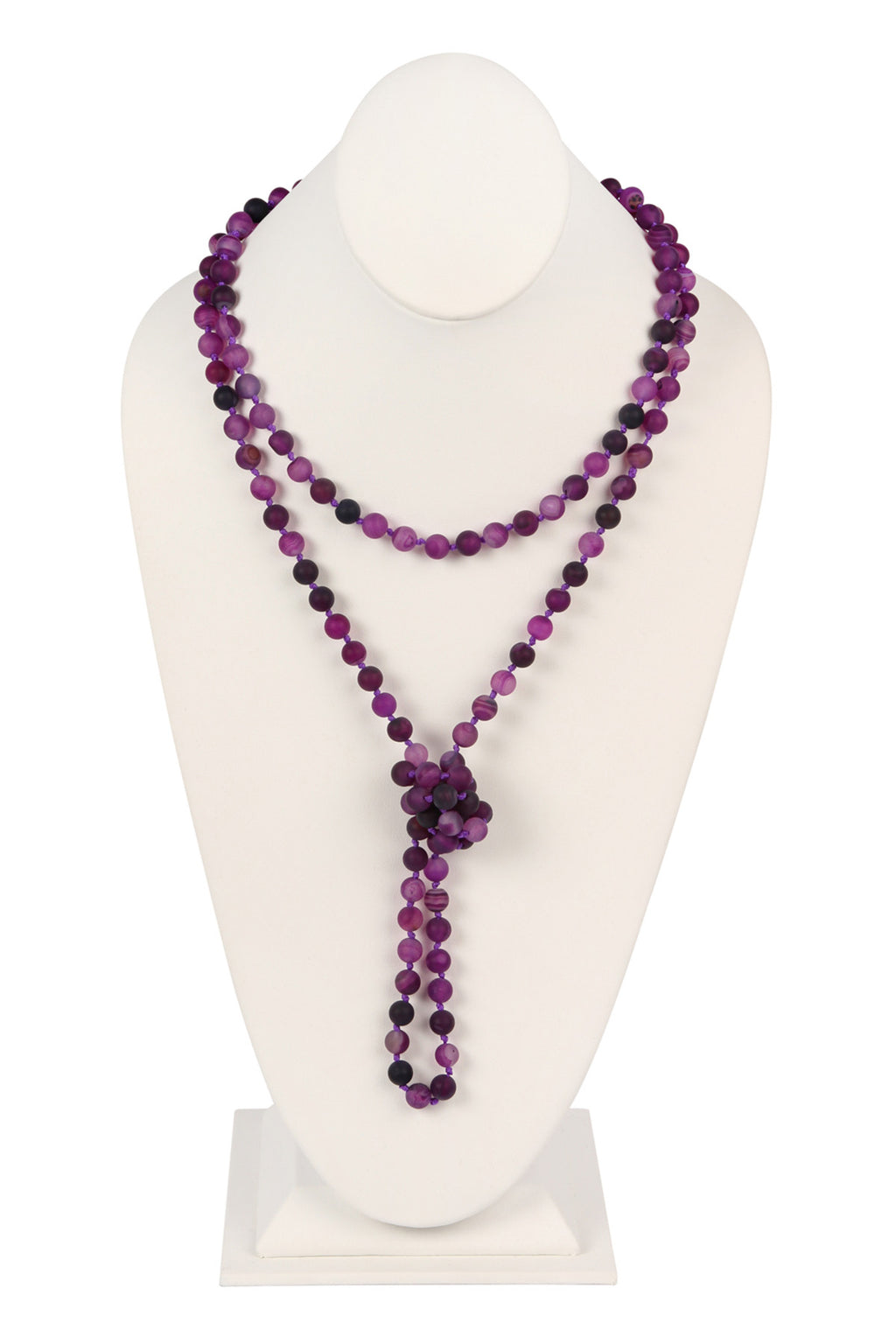 Purple Natural Stone Hand Knotted Long Necklace - Pack of 6