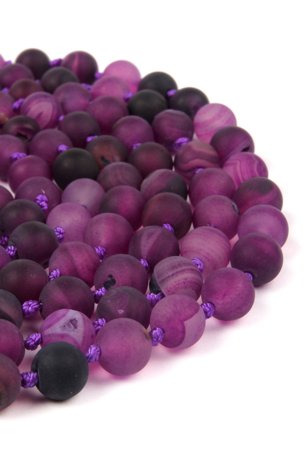 Purple Natural Stone Hand Knotted Long Necklace - Pack of 6