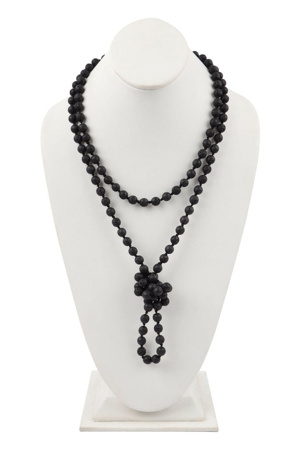 Lava Black Natural Stone Hand Knotted Long Necklace - Pack of 6