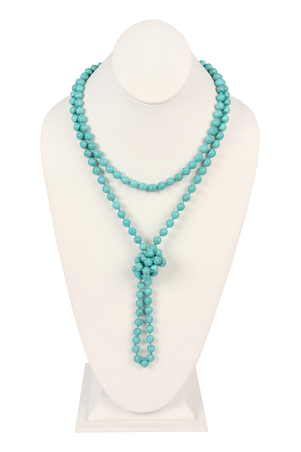 Turquoise Natural Stone Hand Knotted Long Necklace - Pack of 6