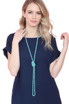 Turquoise Natural Stone Hand Knotted Long Necklace - Pack of 6