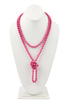 Dark Fuchsia Natural Stone Hand Knotted Long Necklace - Pack of 6