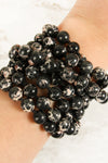 Black 60 Inches Marble Beads Long Necklace - Pack of 6