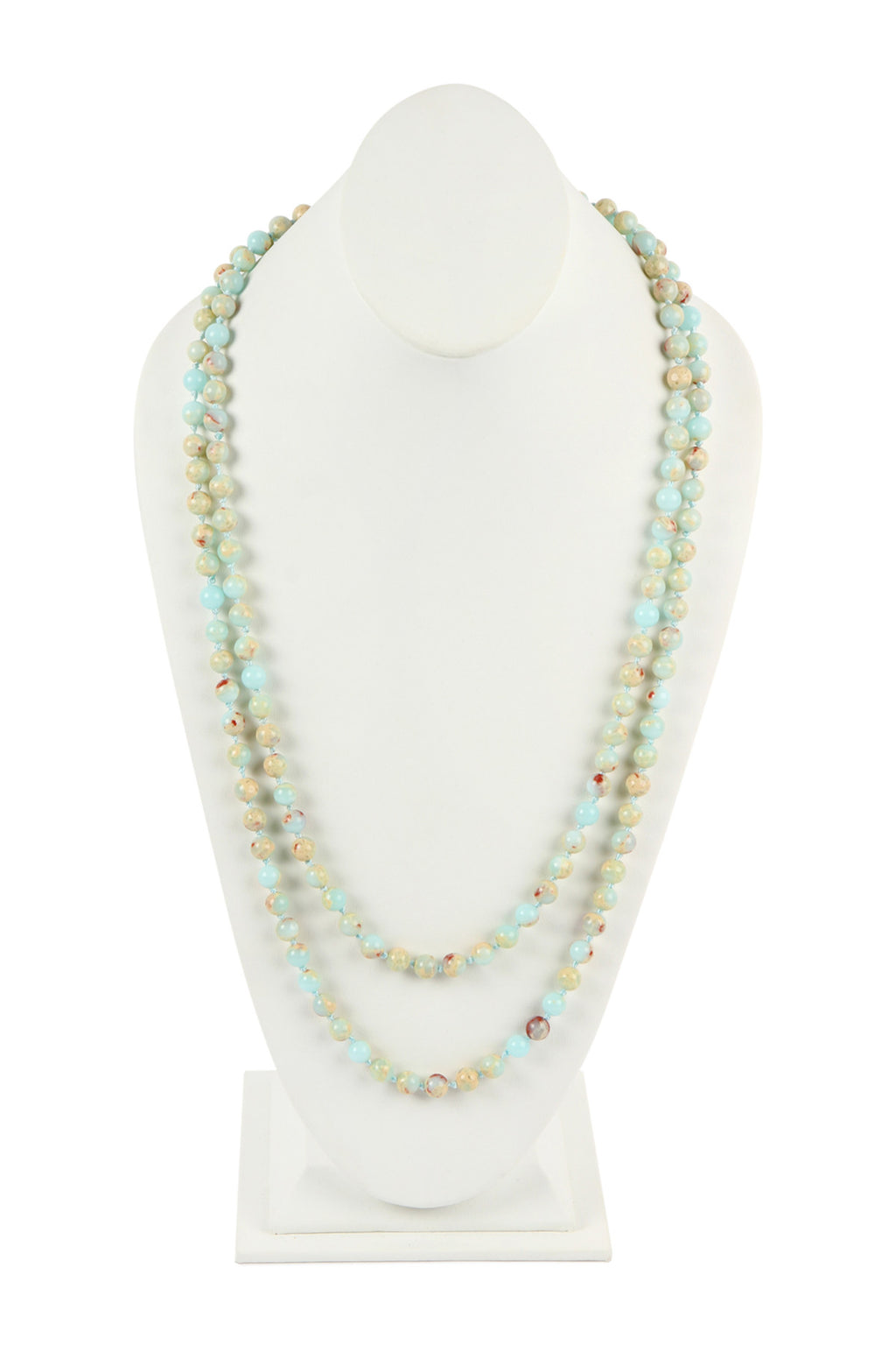 Light Blue 60 Inches Marble Beads Long Necklace - Pack of 6