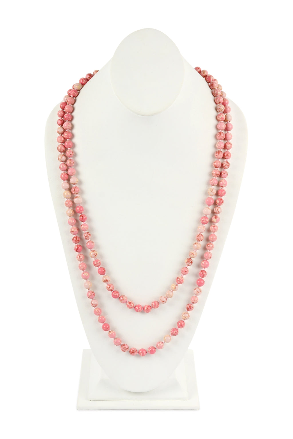 Pink 60 Inches Marble Beads Long Necklace - Pack of 6