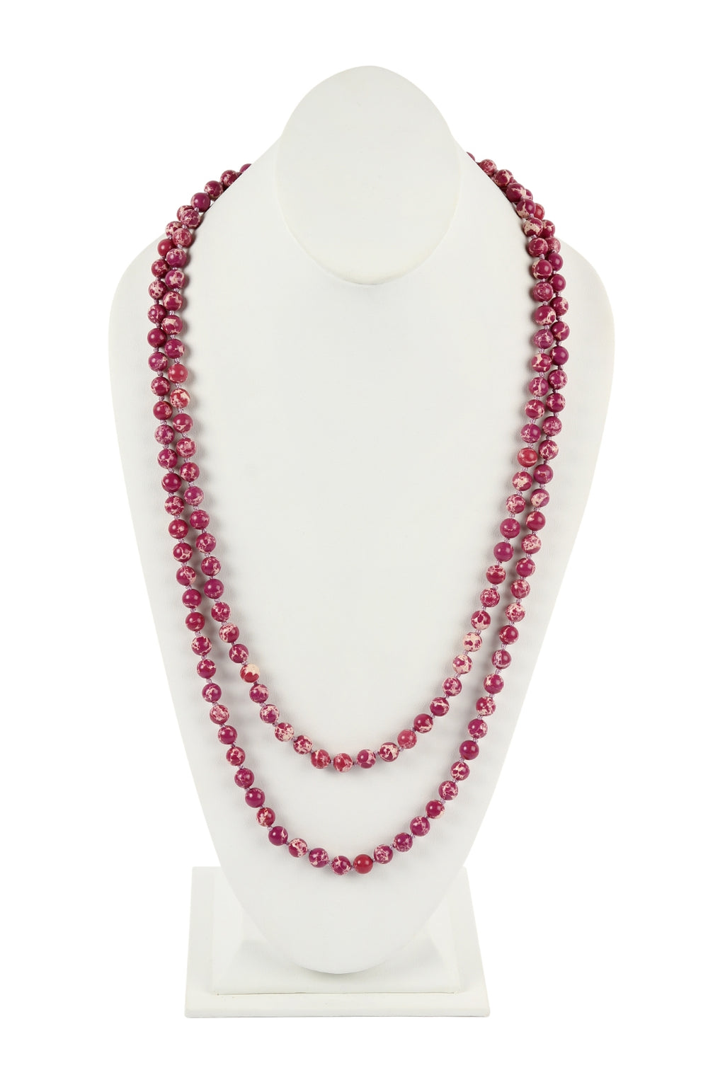 Purple 60 Inches Marble Beads Long Necklace - Pack of 6