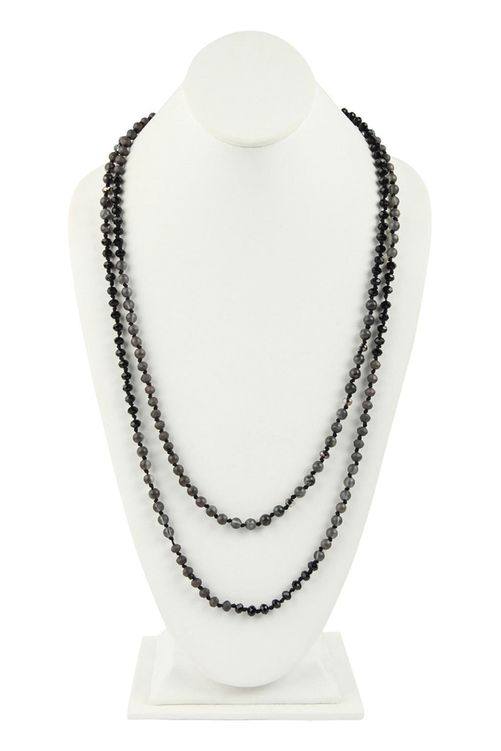 Black 6mm Two Lines Mixed Beads Necklace - Pack of 6