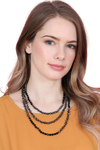 Black 6mm Two Lines Mixed Beads Necklace - Pack of 6