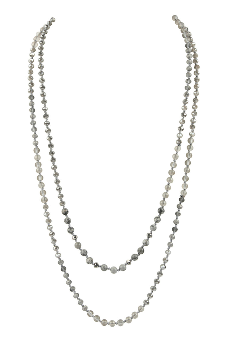 Gray 6mm Two Lines Mixed Beads Necklace - Pack of 6