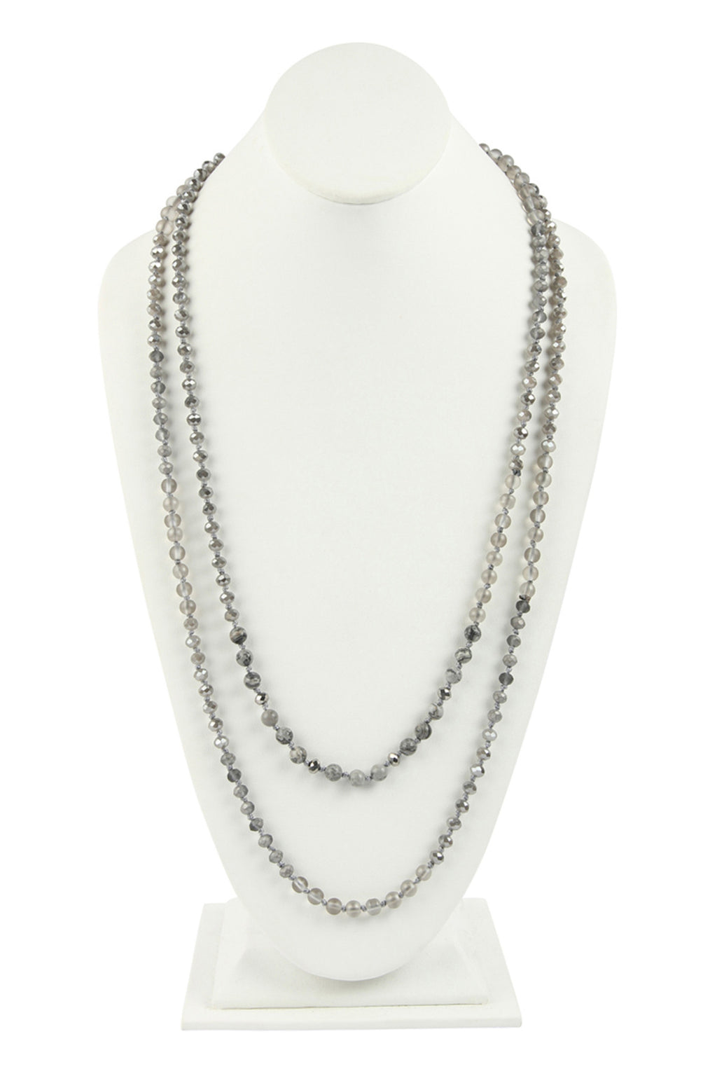 Gray 6mm Two Lines Mixed Beads Necklace - Pack of 6