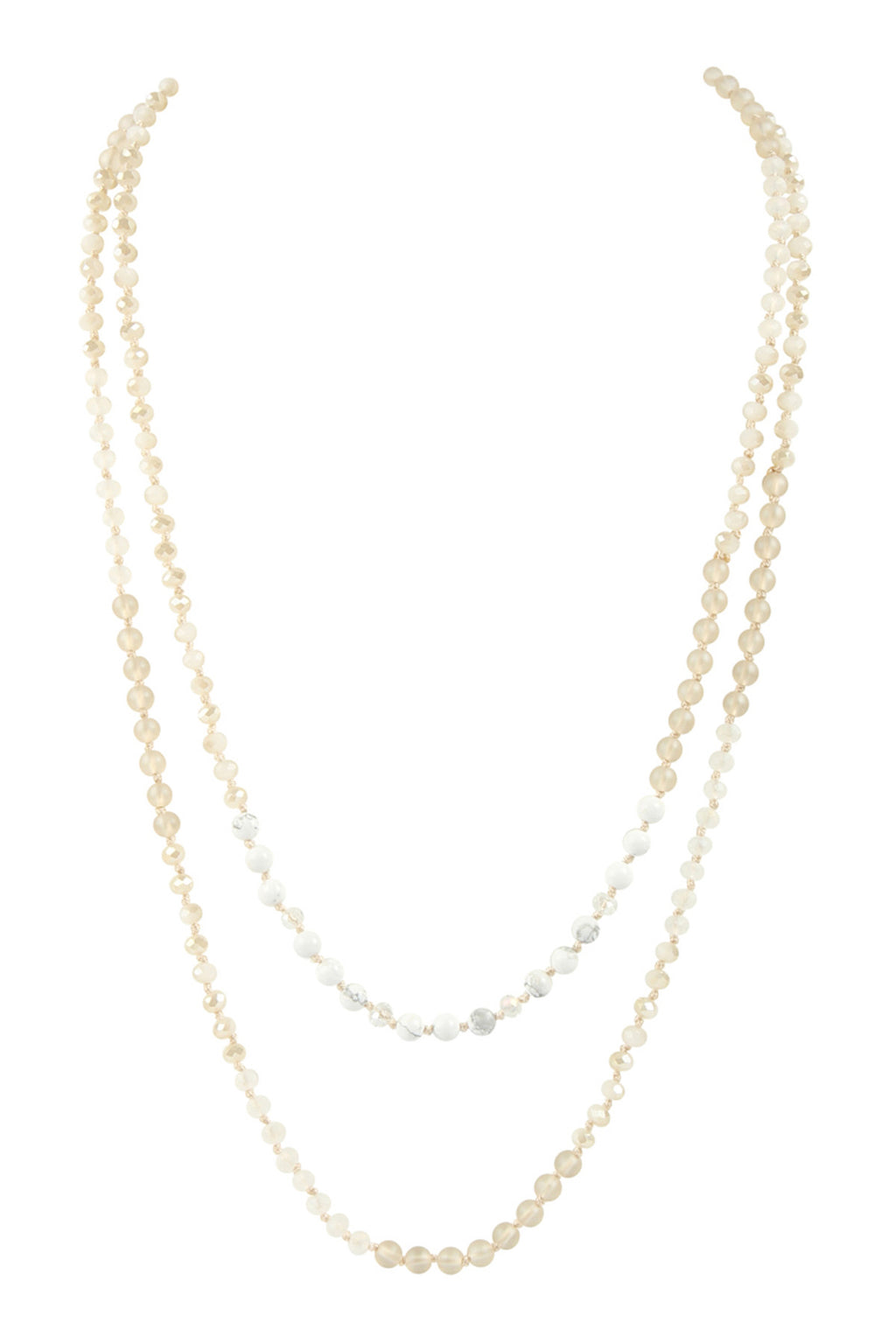 Natural 6mm Two Lines Mixed Beads Necklace - Pack of 6